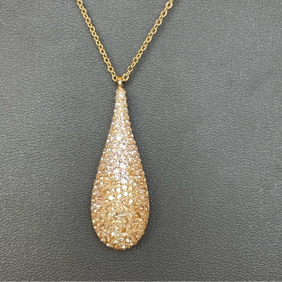 Swarovski Clear & Yellow Jonquil Ombré Teardrop Pendant Necklace Gold Plated - Picture 4 of 7